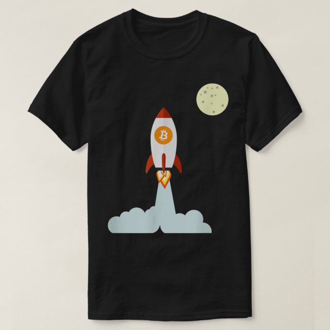 T-shirt Conception de fusée Bitcoin vers la Lune (Design devant)