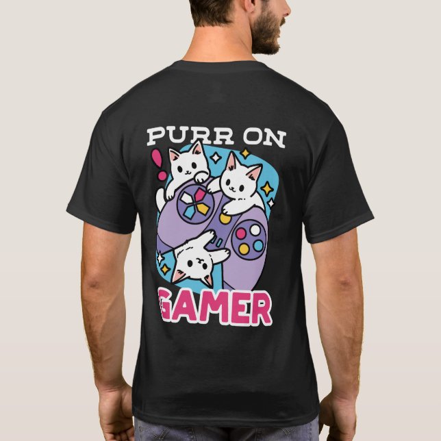 T-shirt Conception de gamer de chat - Purr sur Gamer Joyst (Dos)