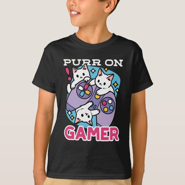 T-shirt Conception de gamer de chat - Purr sur Gamer Joyst (Devant)