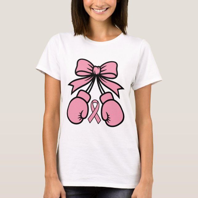 T-shirt Conception de gants de boxe Ruban Rose – Cancer du (Devant)