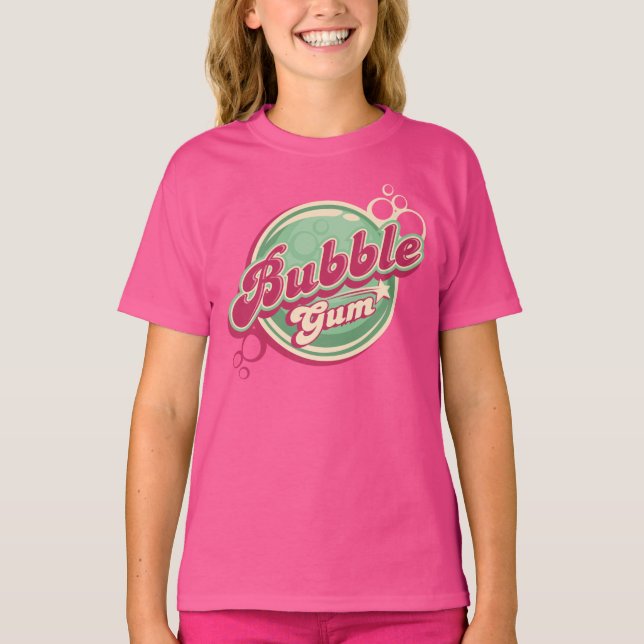 T-shirt Conception de gomme à bulles rétro pour les annive (Devant)