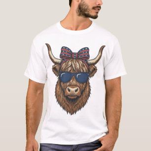 T-shirt Conception de gravure vintage de vache des Highlan