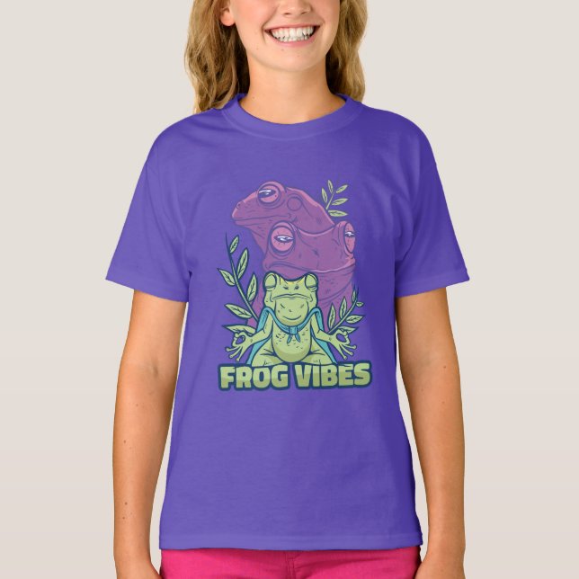 T-shirt Conception de grenouille de méditation de yoga (Devant)