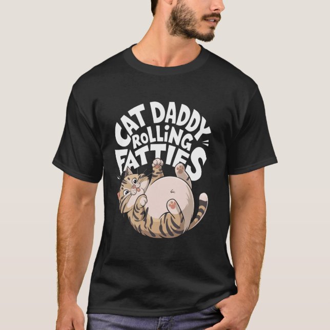 T-shirt Conception de gros roulements drôles de papa chat (Devant)