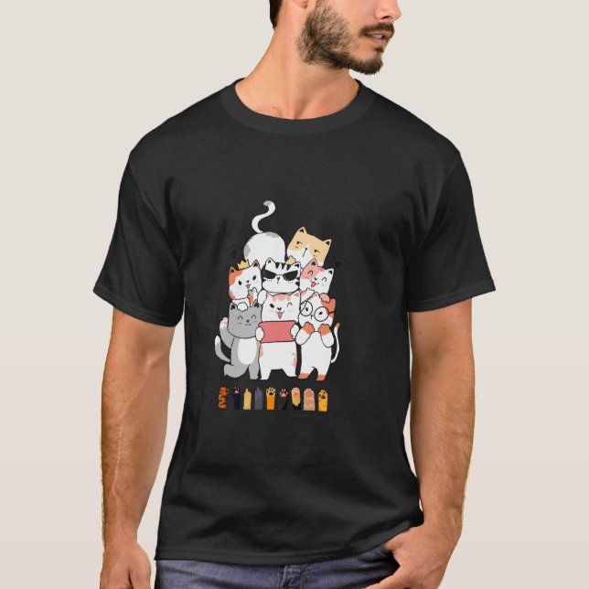 T-shirt conception de groupe de chats (Devant)