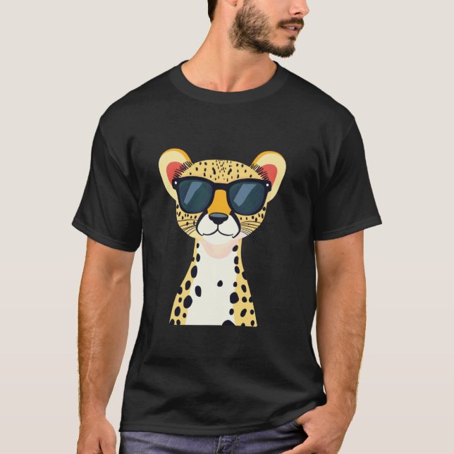 T-shirt Conception de guépard cool avec lunettes de soleil (Devant)