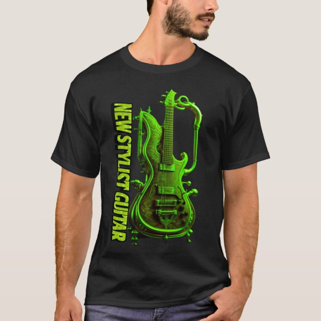 T-shirt Conception de guitare colorée Découvrez  (Devant)