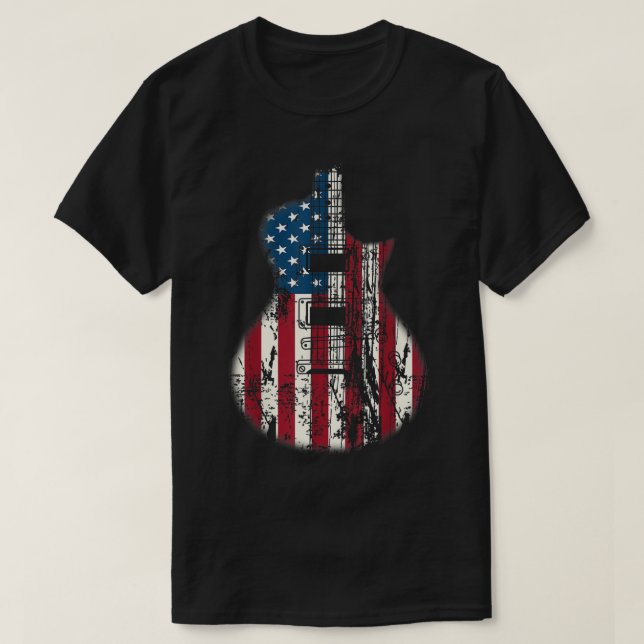T-shirt Conception de guitare de drapeau américain patriot (Design devant)