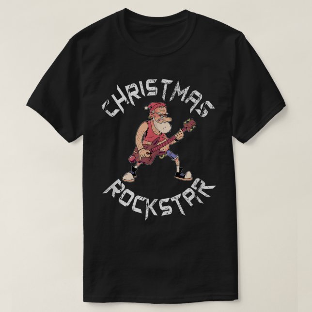 T-shirt Conception de guitare de rockstar de Noël (Design devant)