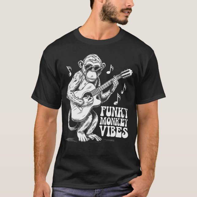 T-shirt Conception de guitare Vibes Funky Monkey pour les  (Devant)