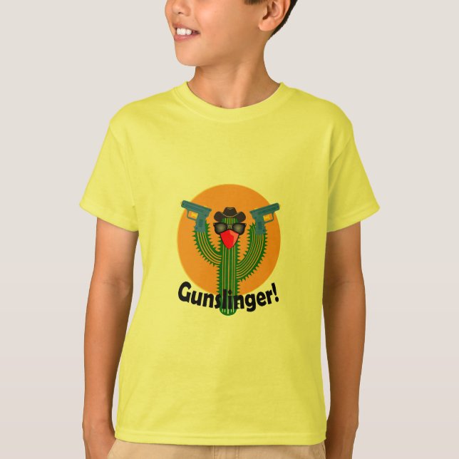 T-shirt Conception de gunslinger Cactus - Hanes pour enfan (Devant)