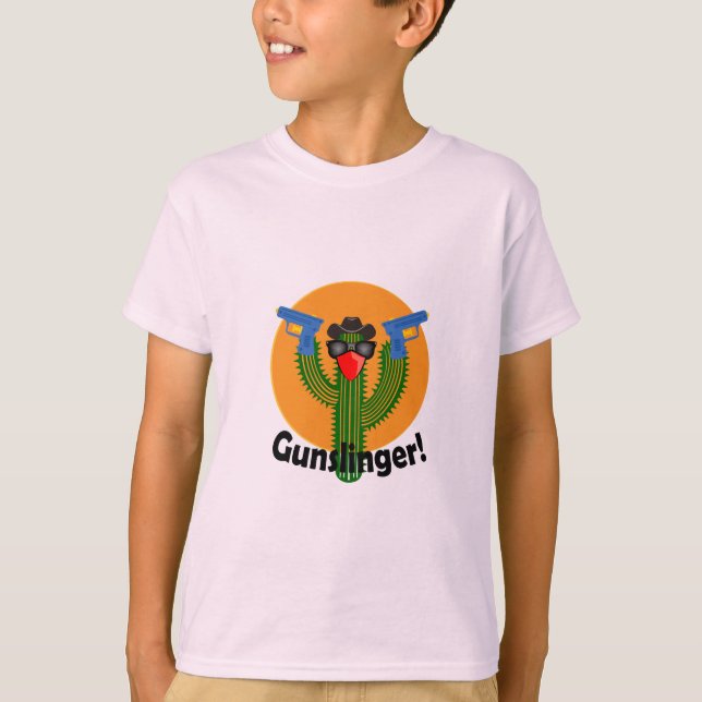T-shirt Conception de gunslinger Cactus - Hanes pour enfan (Devant)