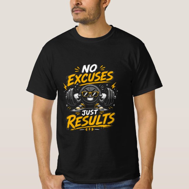 T-shirt conception de gym sans excuses, juste des résultat (Devant)