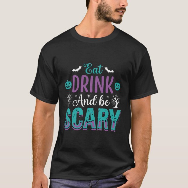 T-shirt Conception de Halloween Manger Boire Et Être Effra (Devant)