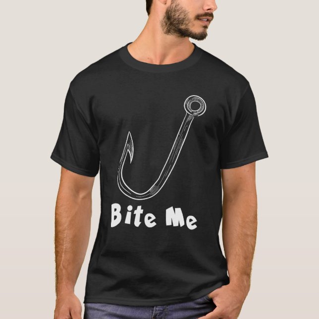T-shirt Conception de hameçon de pêche Mords Moi Pour Pois (Devant)