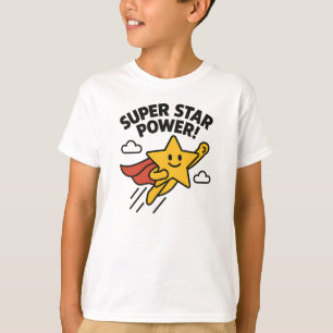 T-shirt Conception de héros jaune mignon de super star pui