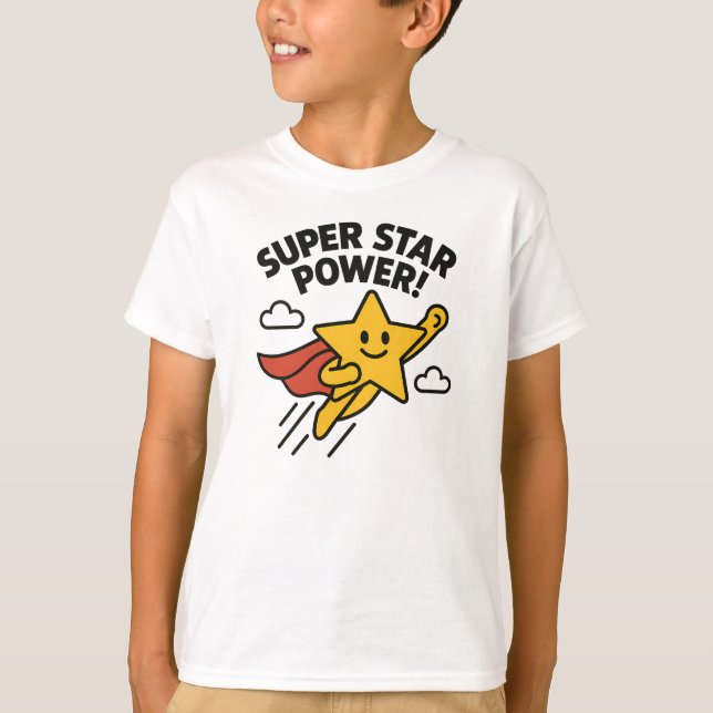T-shirt Conception de héros jaune mignon de super star pui (Devant)