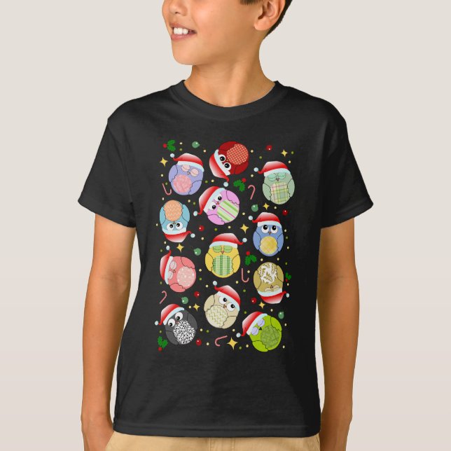 T-shirt Conception de hiboux de Noël (Devant)