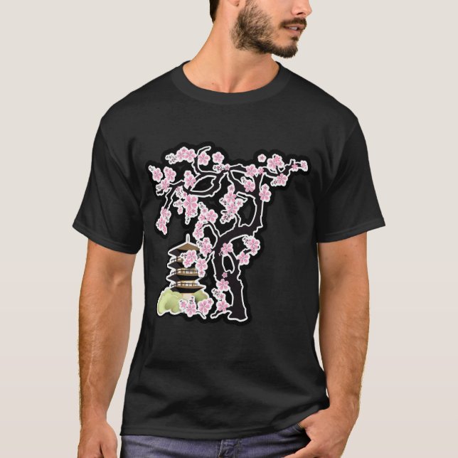 T-shirt Conception de Japonais de Sakura et de pagoda (Devant)