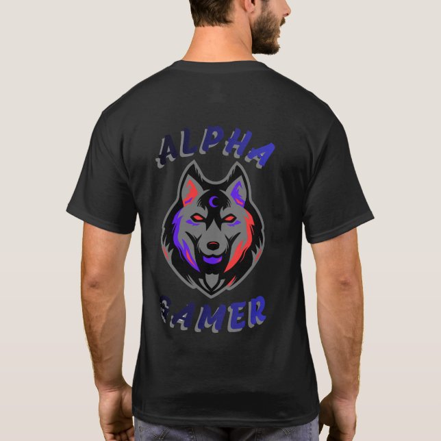T-shirt Conception de jeu Alpha Gamer Wolf (Dos)