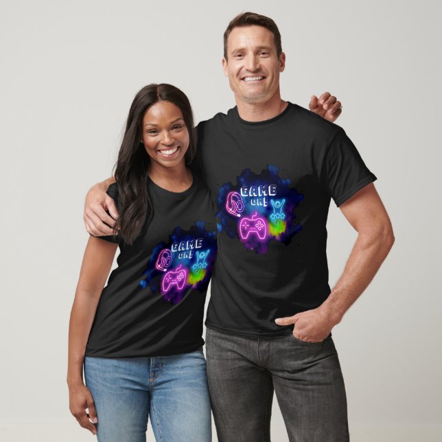 T-shirt Conception de jeu Game On | Contrôleur de jeu néon (Unisexe)