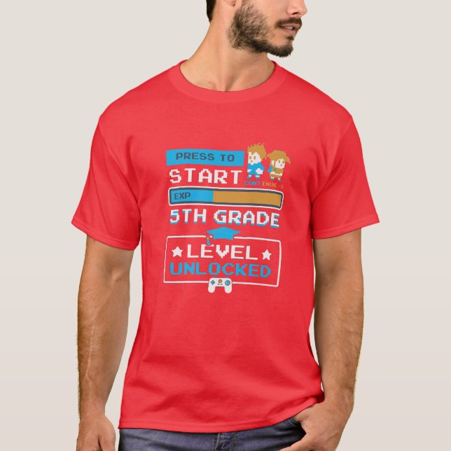 T-shirt Conception de jeux vidéo déverrouillés de 5e année (Devant)