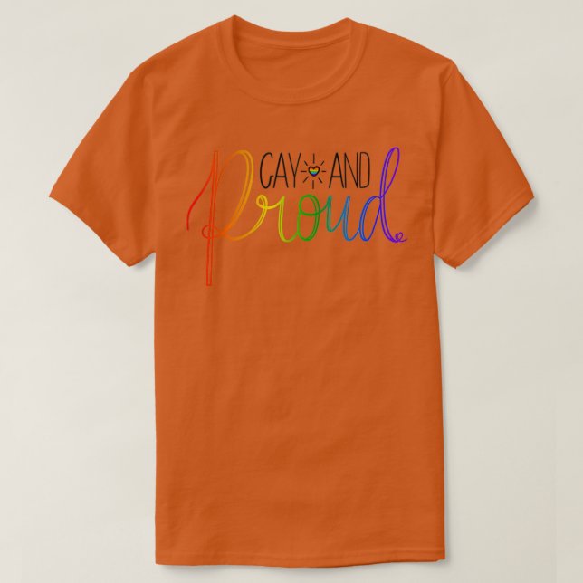 T-shirt Conception de la calligraphie gay et fière (Design devant)