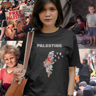 T-shirt Conception de la carte Floral Palestine Pro Pale