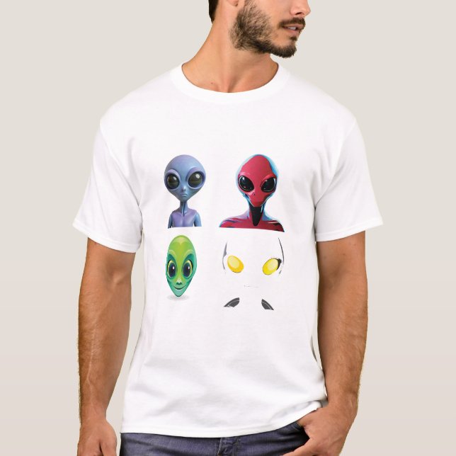 T-shirt Conception de la face Alien 3D unique (Devant)