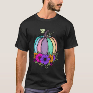 T-shirt Conception de la fête de Thanksgiving pastel fleur