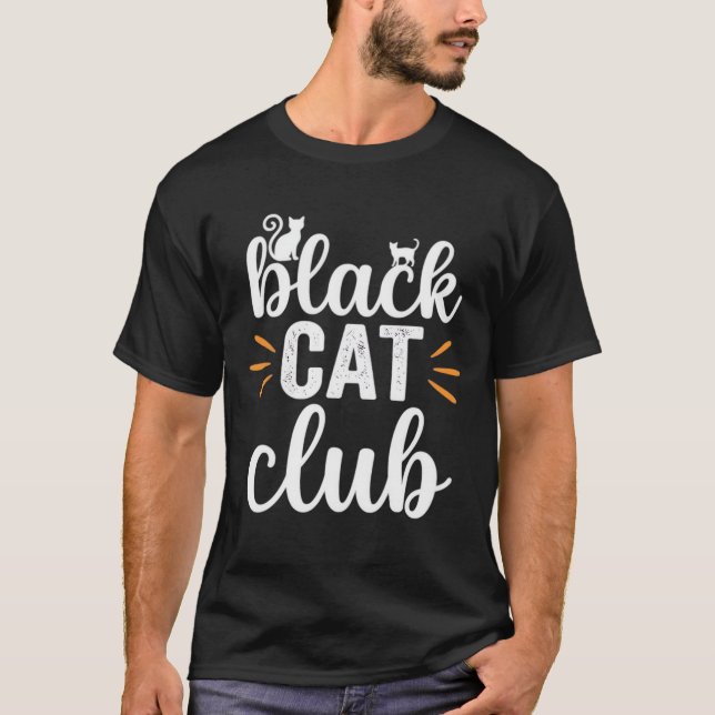 T-shirt Conception de la fête d'Halloween du Black Cat Clu (Devant)