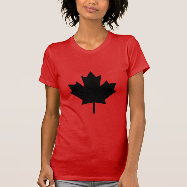 T-shirt Conception de la feuille d'érable noire canadienne (Devant)