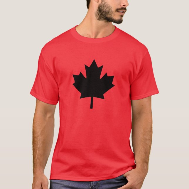 T-shirt Conception de la feuille d'érable noire canadienne (Devant)