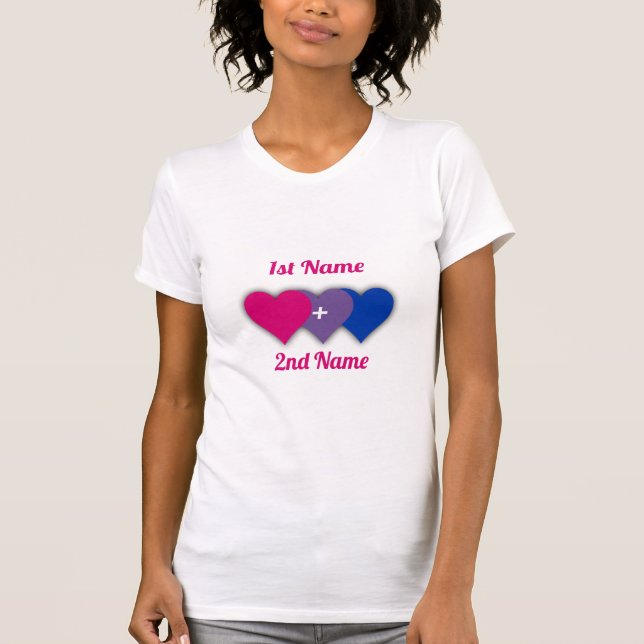 T-shirt Conception de la fierté bisexuelle avec des cœurs/ (Devant)