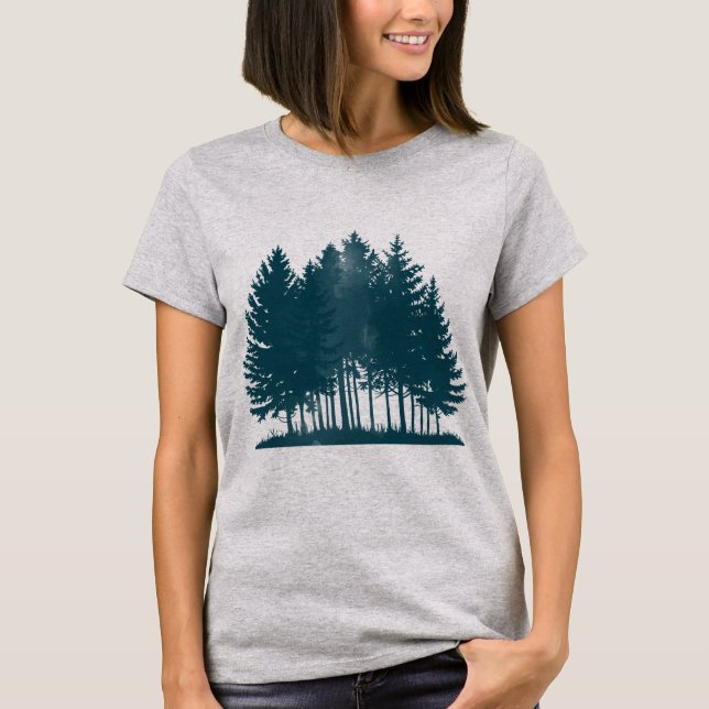 T-shirt Conception de la nature de la forêt à l'aquarelle  (Devant)