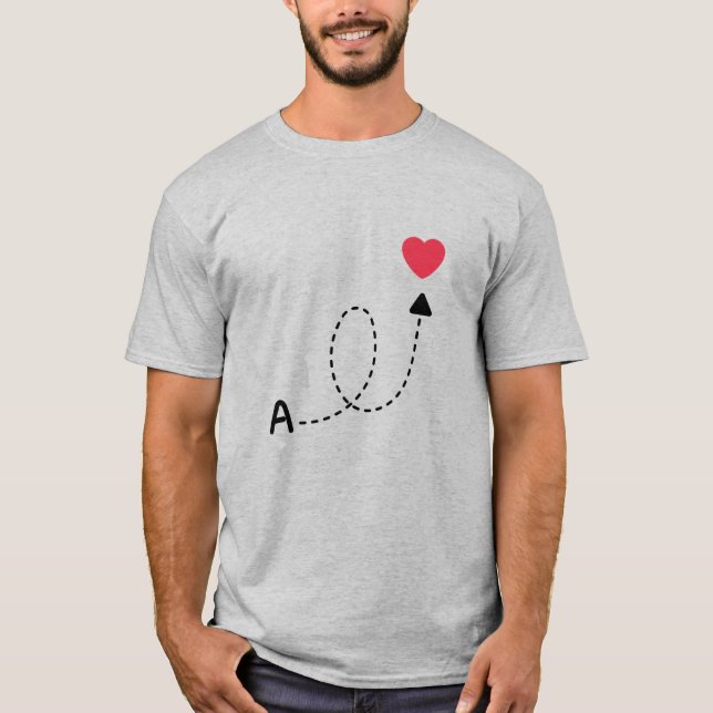 T-shirt Conception de la première lettre d'amour romantiqu (Devant)