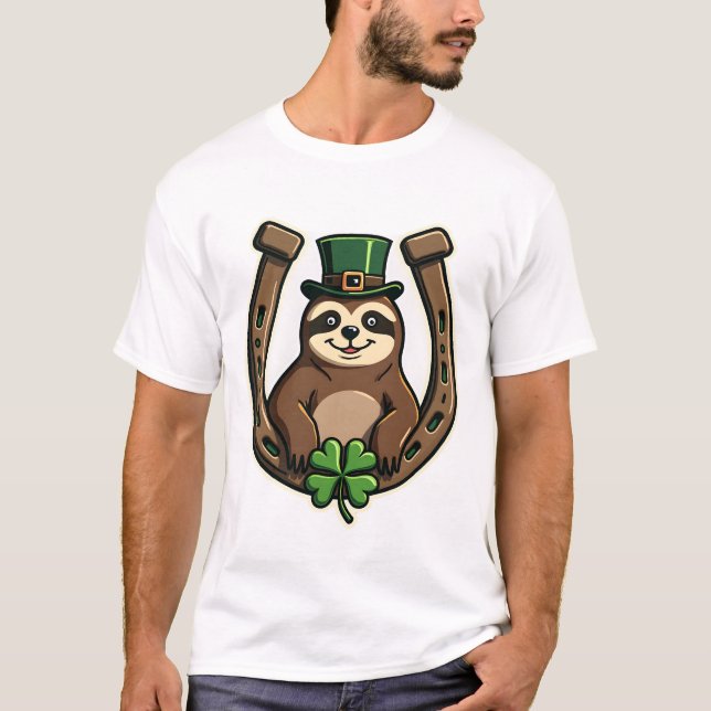 T-shirt Conception de la Saint-Patrick de paresseux du trè (Devant)