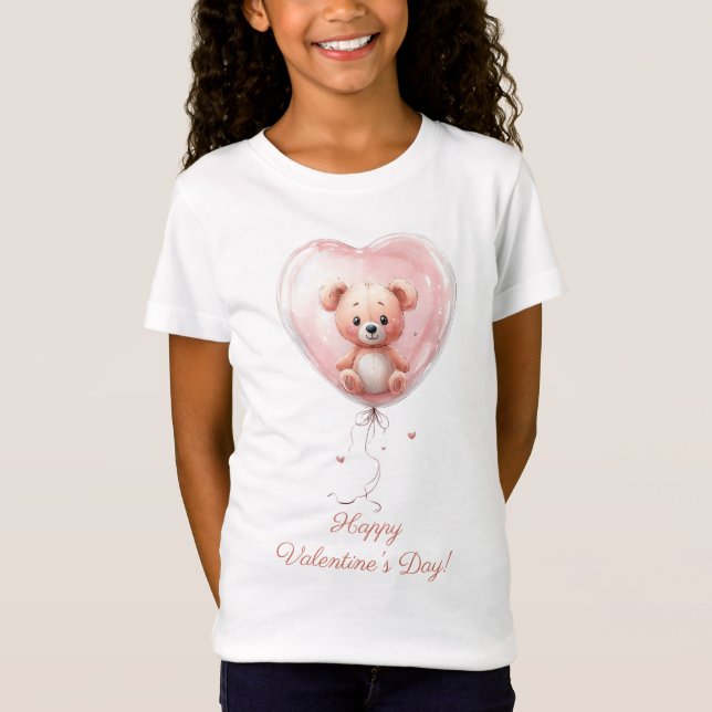 T-Shirt Conception de la Saint-Valentin avec un ours en pe (Devant)