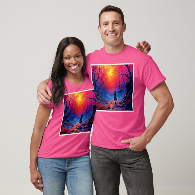 T-shirt Conception de la solitude de la fille de la forêt  (Unisexe)