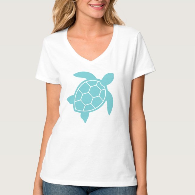 T-shirt Conception de la tortue marine dans Ocean Vert ble (Devant)