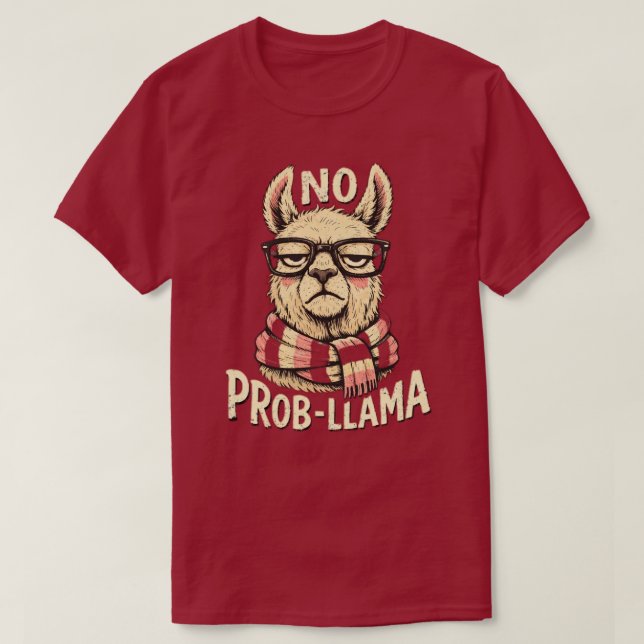 T-shirt Conception de lama drôle «Prob-Llama»  (Design devant)