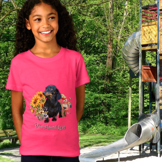 T-Shirt Conception de l'amour de teckel dans les fleurs sa (Créateur téléchargé)
