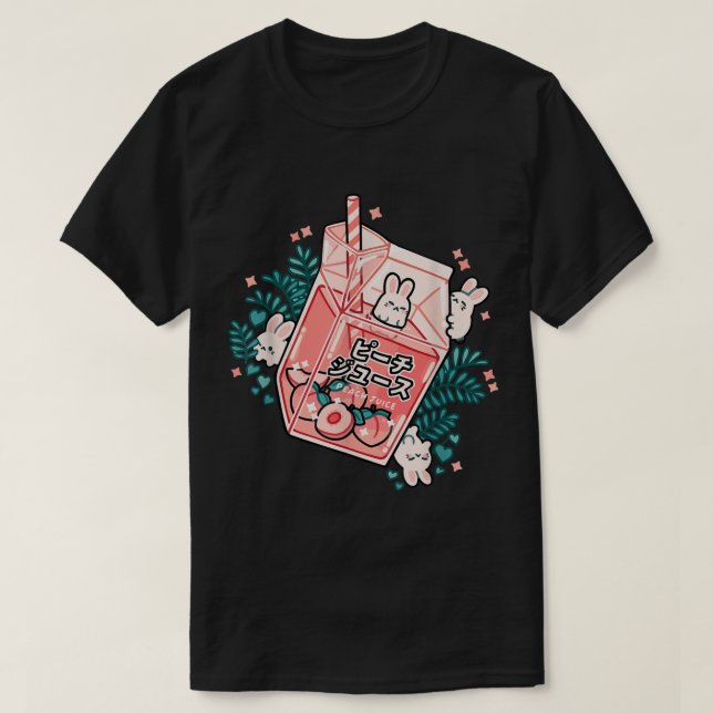 T-shirt Conception de lapin au jus de pêche Kawaii (Design devant)
