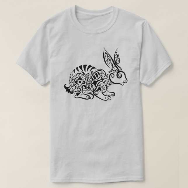 T-shirt Conception de lapin mandala orné intricé (Design devant)