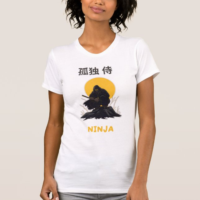 T-shirt Conception de l'art du ninja samouraï solitaire (Devant)