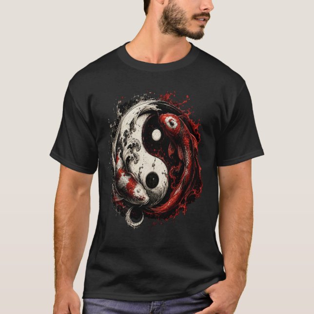 T-shirt Conception de l'équilibre du poisson Yin Yang (Devant)