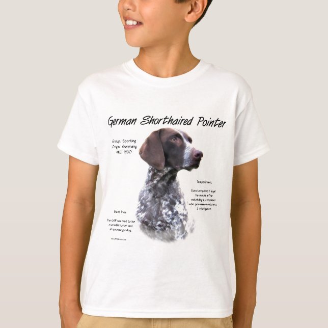 T-shirt Conception de l'histoire du Pointer allemand à poi (Devant)
