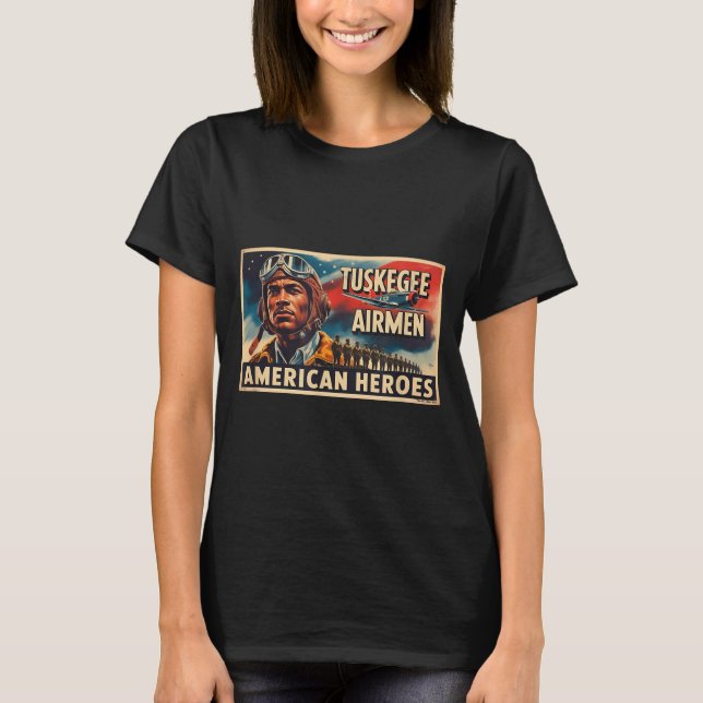 T-shirt Conception de l'histoire noire des aviateurs noirs (Devant)