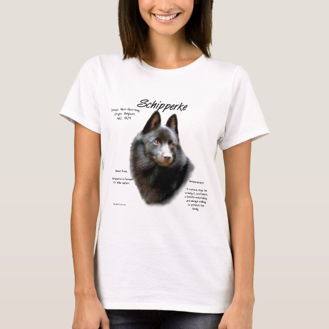 T-shirt Conception de l'historique de Schipperke (Devant)