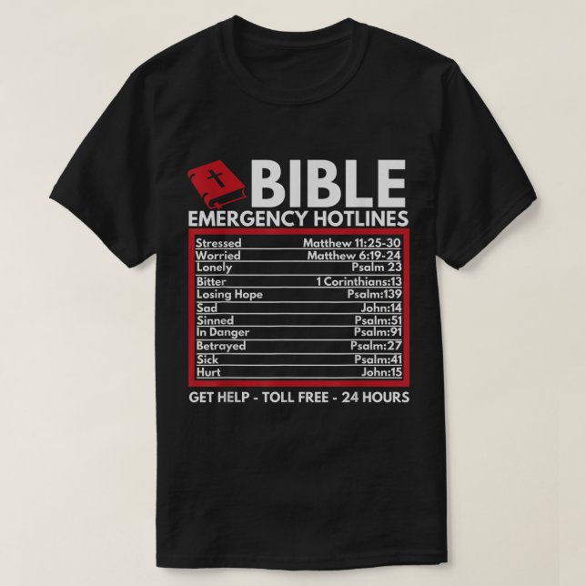 T-shirt Conception de lignes d'assistance d'urgence Bibliq (Design devant)